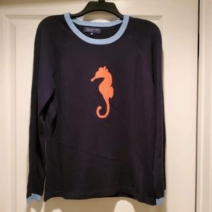 Jones New York Navy and Pink Seahorse Sweater